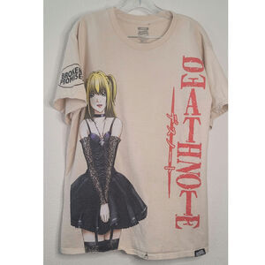 Men's Promises x Death Note Misa Tan T-Shirt Goth Girl Screenprint Distressed L